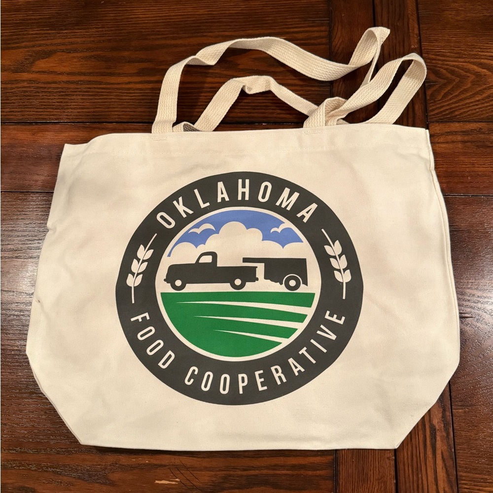🍎 Farm to table Cotton Canvas Tote bag NEW Oklahoma farmers market CSA